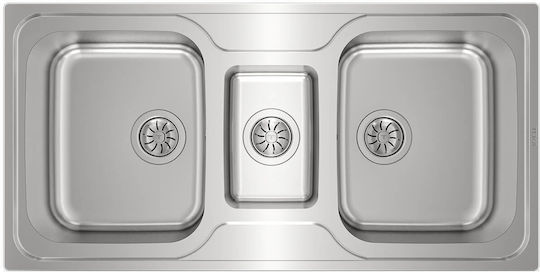 Teka Super Bowl 2 1/2C Ένθετος Inox Σατινέ Μ100xΠ50cm Ασημί
