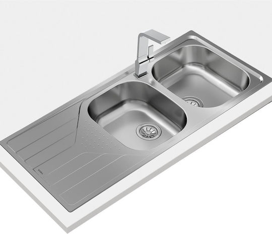 Teka Universe 80 T-XM 2B 1D 115170006 Drop-In Chiuvetă Inox Texturat L116xW50cm Argintiu