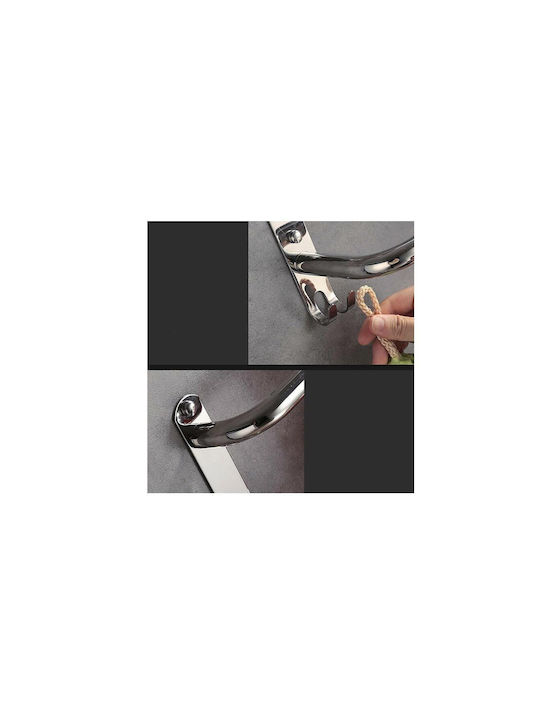 Triple Wall-Mounted Bathroom Rail Inox Silver