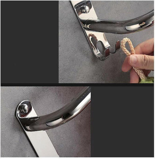 Triple Wall-Mounted Bathroom Rail Inox Silver