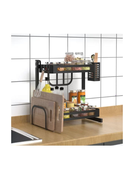 Metallic Tabletop Spice Rack Organizer Διώροφη Black