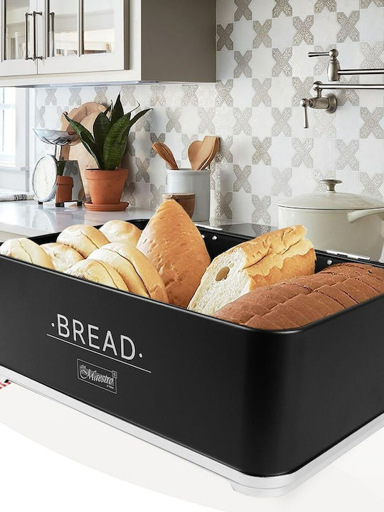 Maestro Bread Box with Lid Metallic Black 34.5x25x16.5cm