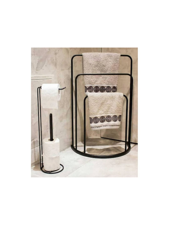 Aria Trade AT00010135 Triple Floor Standing Bathroom Freestanding Coat Rack ​45x55cm Black