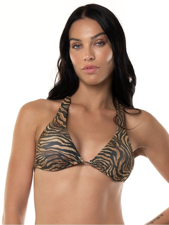 Set Bikini mit Abnehmbarer Verstärkung Brasilien Animal Print Braun