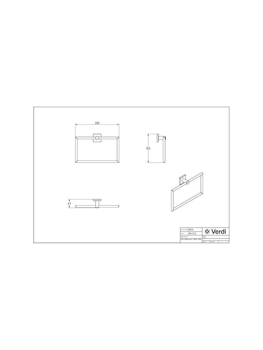 Verdi Delta Single Wall-Mounted Bathroom Ring ​22x14.5cm Silver