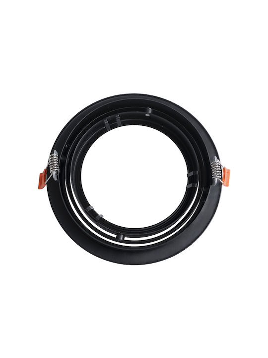 GloboStar Кръгла Металик Рамка за Спот GU10 Черен 17x17см. 1бр