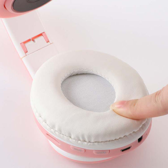 P39M Cat Ear Led Wireless On Ear Căști cu 10 ore de Funcționare Roz