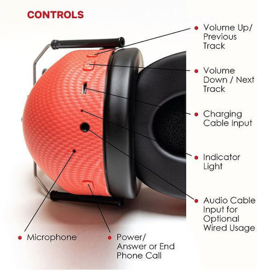 Vic Firth VXHP0012 Fără fir / Cu fir Over Ear Căști cu 20 ore de Funcționare Roșii