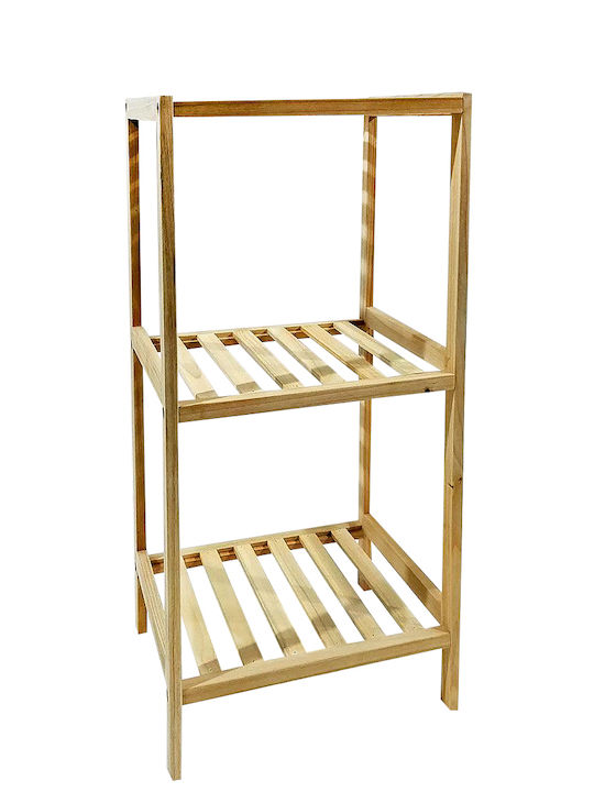 General Trade Floor Bathroom Shelf Wooden with 2 Shelves 35x30x70cm Brown