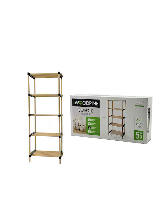 General Trade 634908 Επιδαπέδια Ραφιέρα Μπάνιου Ξύλινη με 5 Ράφια 48x28x48cm