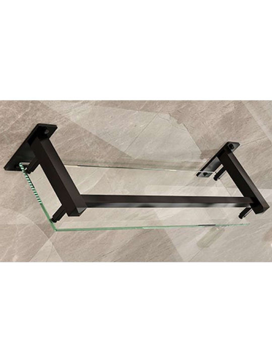 Gloria Wall Mounted Bathroom Shelf Glass 60x12x0.6cm Black