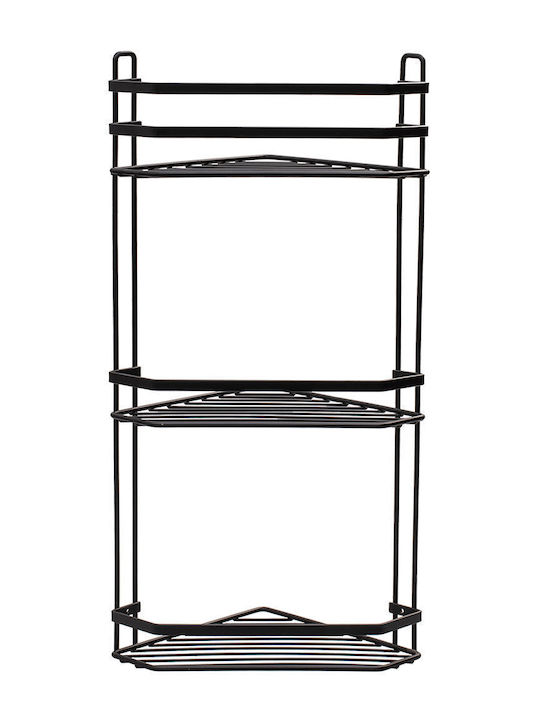 Estia Elegant Corner Wall Mounted Bathroom Shelf Metallic with 3 Shelves 54x28x18cm Black