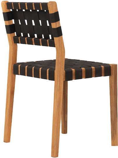Outdoor-Stuhl Hölzernes Black Velvet-Black Metal 46x45x45εκ.