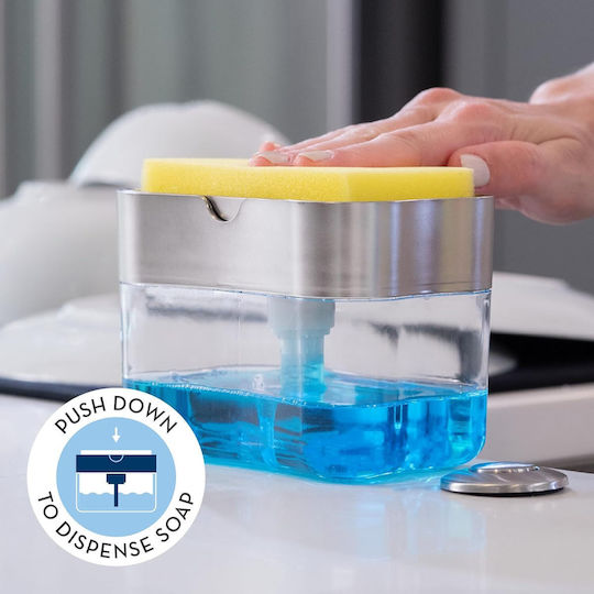 Δοχείο Dispenser Κουζίνας Πλαστικό με Θήκη για Σφουγγάρι Λευκό