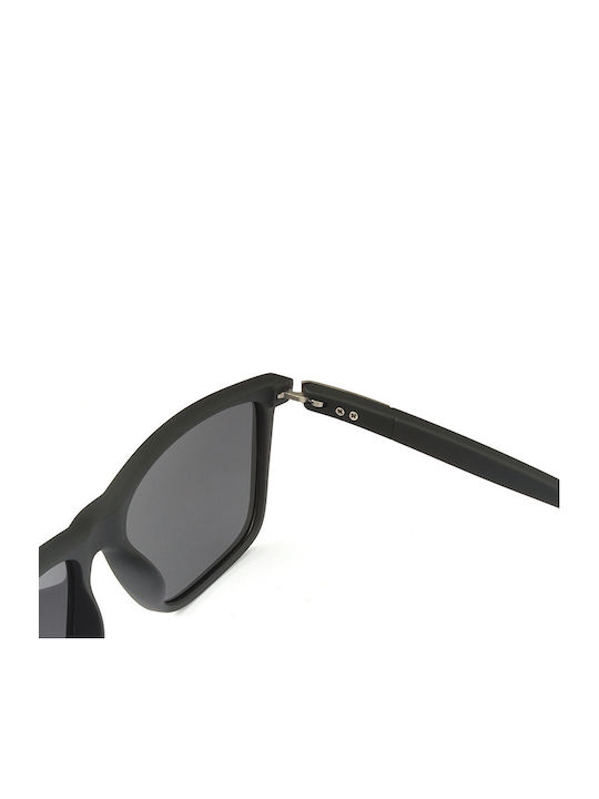 Polareye Men's Sunglasses with Black Plastic Frame and Black Polarized Lens