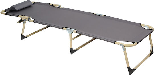 Keskor Foldable Metallic Beach Sunbed Gray with Pillow 170x55x28cm