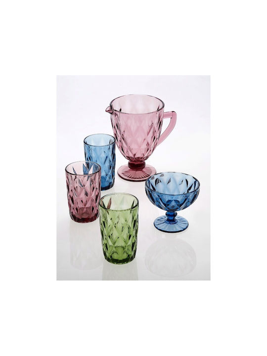 Cryspo Trio Kare Set Gläser Wasser aus Glas in Grün Farbe 330ml 6Stück