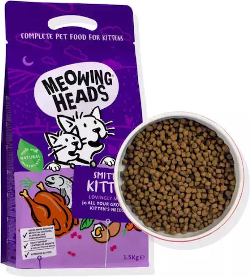 Meowing Heads Smitten Trockenfutter für junge Katzen mit Huhn / Fisch / Brauner Reis / Gemüse 1.5kg