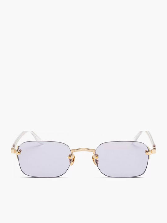 Gast Domsa Unisex Sunglasses with Gold Metal Frame and Purple Lens