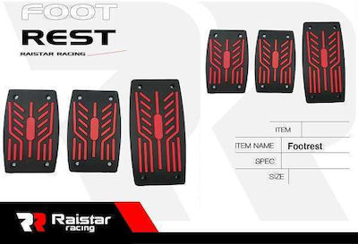 Raistar Car Pedal Set Non Slip Universal Red 3pcs