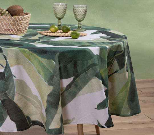 Nef-Nef Homeware Tablecloth Cotton Tropicana Green 180x180cm