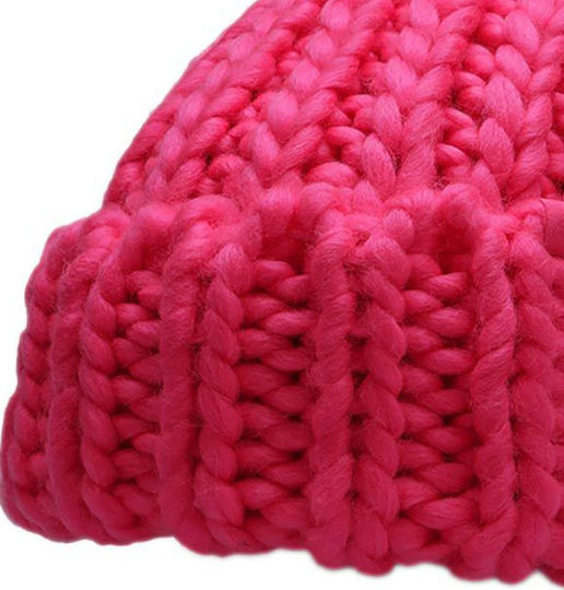 Beanie Căciulă Femeiască Tricotată în Culoare Fuchsia