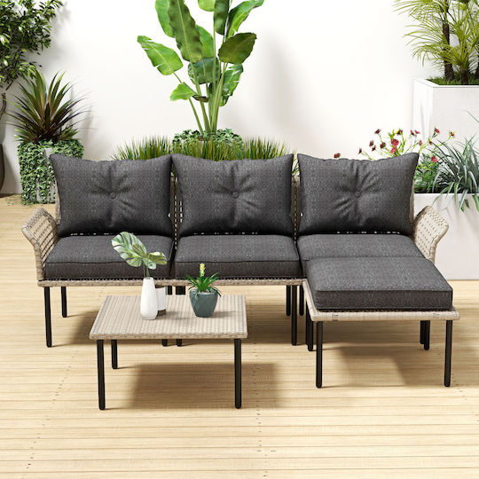 Set Cameră De Zi Pentru Exterior 5 Piese Rattan