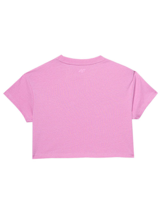 4F Kinder-Crop-Top Kurzarm Rosa