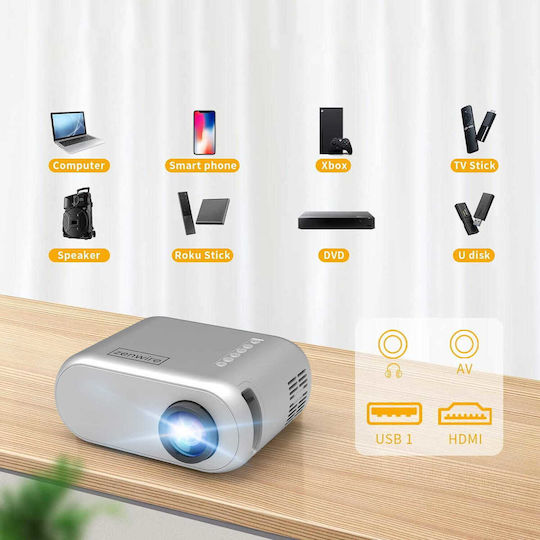 Zenwire D300S 9087689 Mini Projector LCD HD Λάμπας LED με Wi-Fi και Ενσωματωμένα Ηχεία