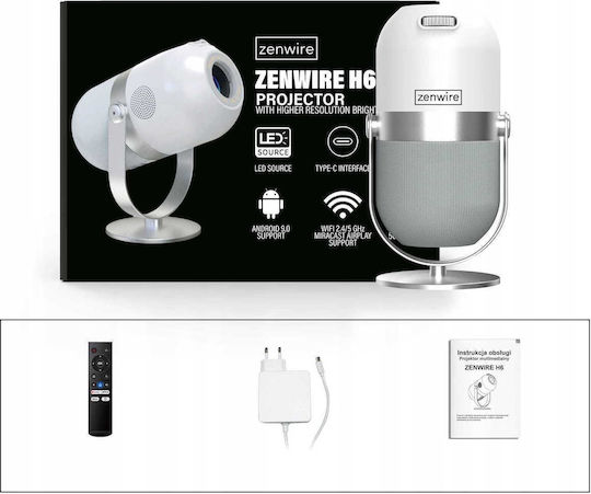 Zenwire H6 7684938 Mini Projector LCD Full HD Λάμπας LED με Wi-Fi και Ενσωματωμένα Ηχεία