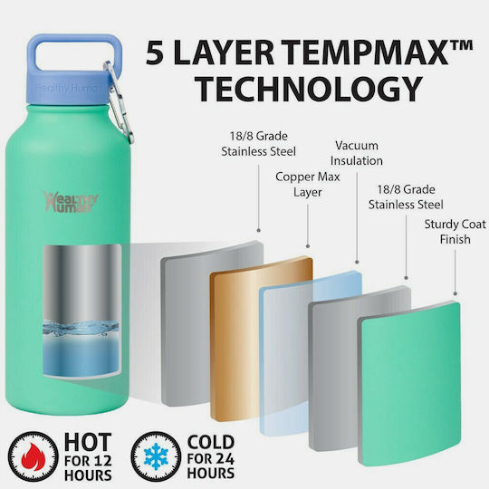 Healthy Human Μπουκάλι Θερμός Ανοξείδωτο BPA Free 621ml Cool Mint