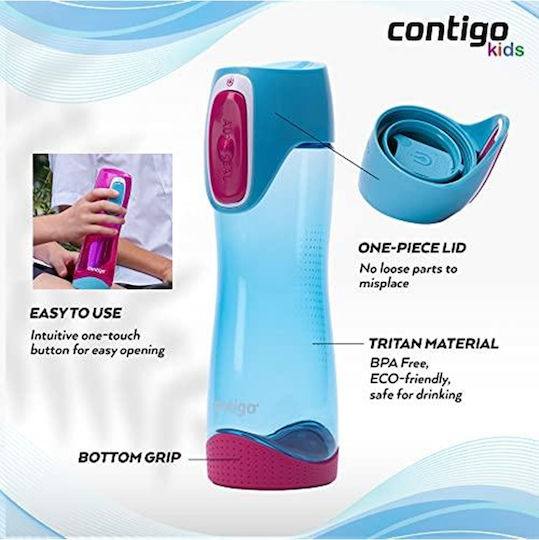 Contigo Детска Пластмасова Детска Бутилка за Вода Non Spill Син 500ml