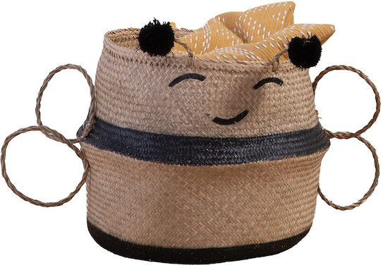 Nef-Nef Homeware Διακοσμητικό Καλάθι Ψάθινο με Χερούλια Μπεζ 40x40x35εκ.