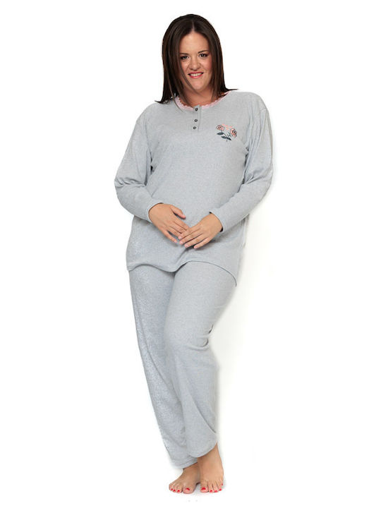 Winter Women's Pyjama Set Cotton Gray