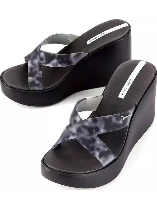 High Fashion Slide Frauen Flip Flops mit Plattform in Schwarz Farbe