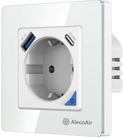 AlecoAir G40 Power Socket Wi-Fi with 2 USB Ports White 1pcs