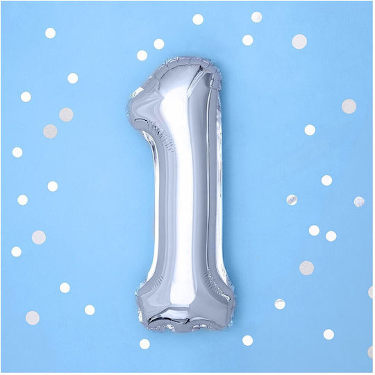 Luftballon Folie Zahl 1 Silber 35cm