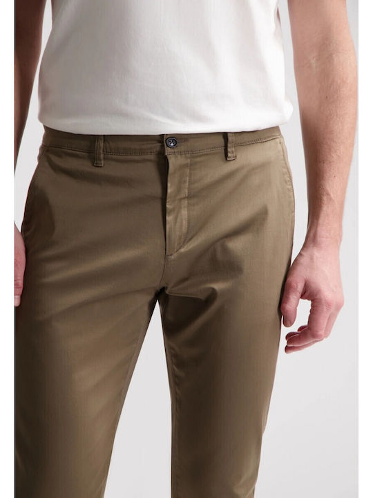 Pantaloni Chino cu Croială Slim Maro