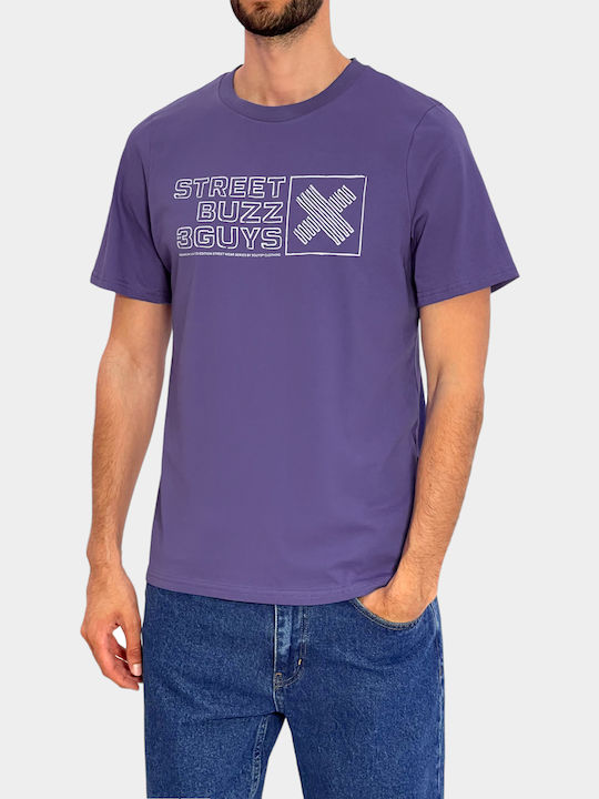 3Guys T-shirt Bărbătesc cu Mânecă Scurtă Purple