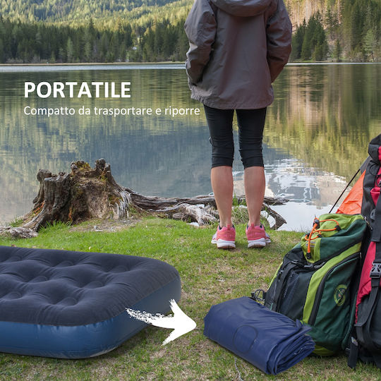 Outsunny Inflatable Single Air Mattress with Hand Pump 191x73x22cm Blue
