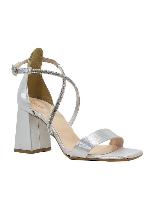 Piedini Stoff Damen Sandalen in Silber Farbe