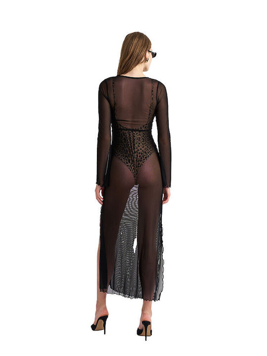 Blu4u Damen Maxi Kaftan Strand Black