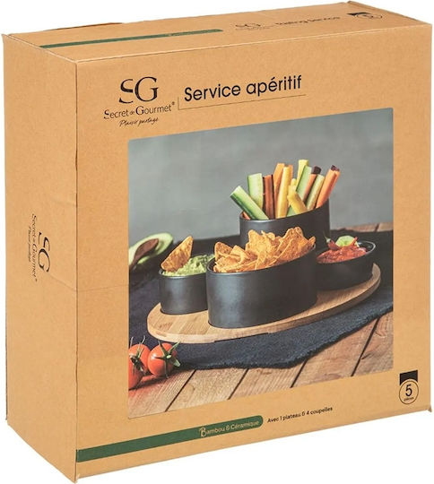 Secret de Gourmet Дърво Ордьовър 4 слота Черен Ø33xY10см 5бр