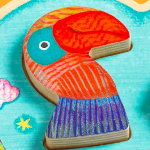 Wooden Kids Peg Puzzle Toucanco for 1+ Years 5pcs Djeco