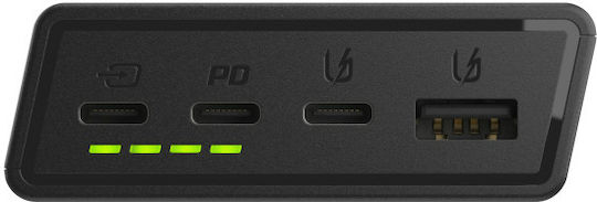 Green Cell Power Bank 20000mAh 18W με Θύρα USB-A και 2 Θύρες USB-C Power Delivery / Quick Charge 2.0 / Quick Charge 3.0 Μαύρο
