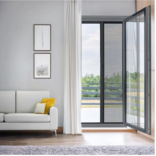 Door Mosquito Net Hinged Gray With Frame With Screws 230x140cm