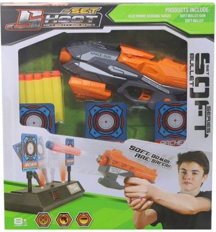 Kider Toys Launcher Pistol With Electronic Target And 5 Foam Bullets Foam Dart Guns