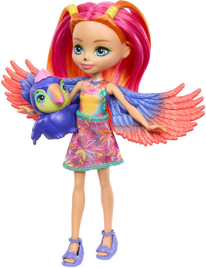 Mattel Enchantimals Sunsine Beach Trippy Toucan & Canopy Doll Sunshine Beach - Trippi Toucan and Canopy Doll with Pet for 3+ years+ Years (Various Designs/Assortments of Designs) 1pc