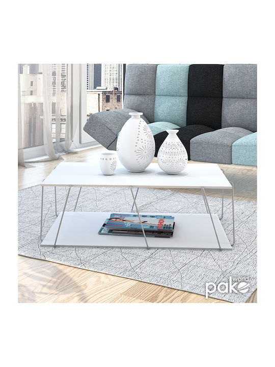 Tars Rectangular Wooden Coffee Table White L90xW60xH30.5cm