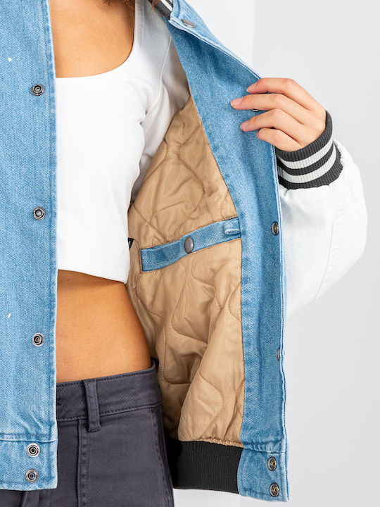 Sam Ryser Κοντό Γυναικείο Bomber Jacket Γαλάζιο
